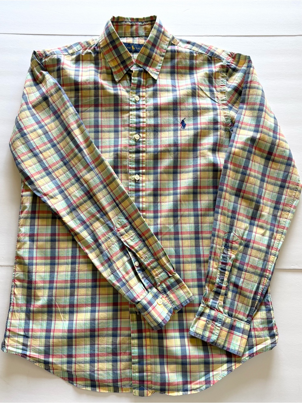 Polo by Ralph Lauren Green and Yellow Plaid Button-Down Shirt